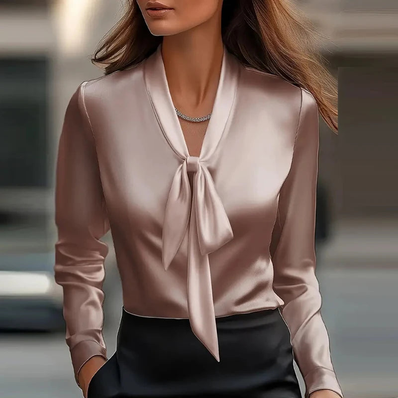 Satin Long-Sleeve Blouse