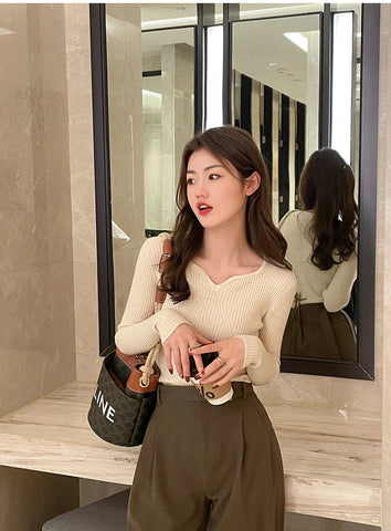 Ribbed V-Neck Sweater