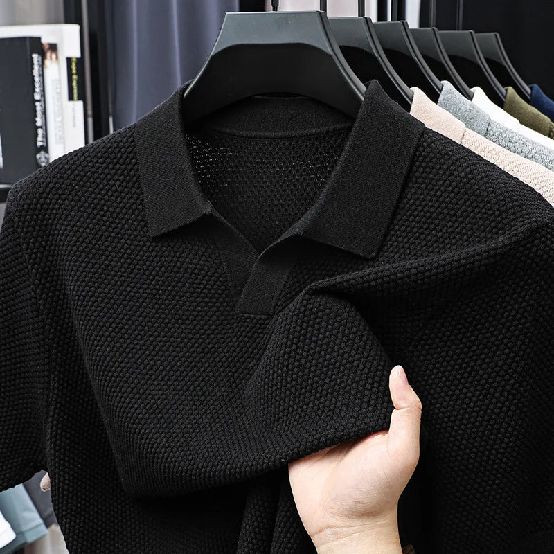 Ribbed Knit Polo