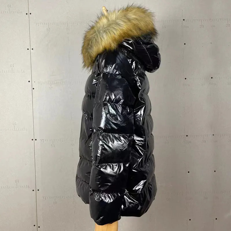 Shiny Hooded Puffer Jacket