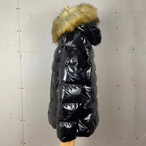 Shiny Hooded Puffer Jacket