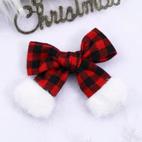 Velvet Holiday Hair Bow Clips