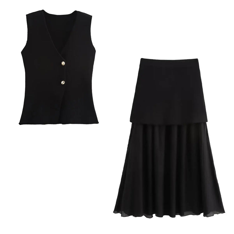 Knit Vest & Maxi Skirt Set