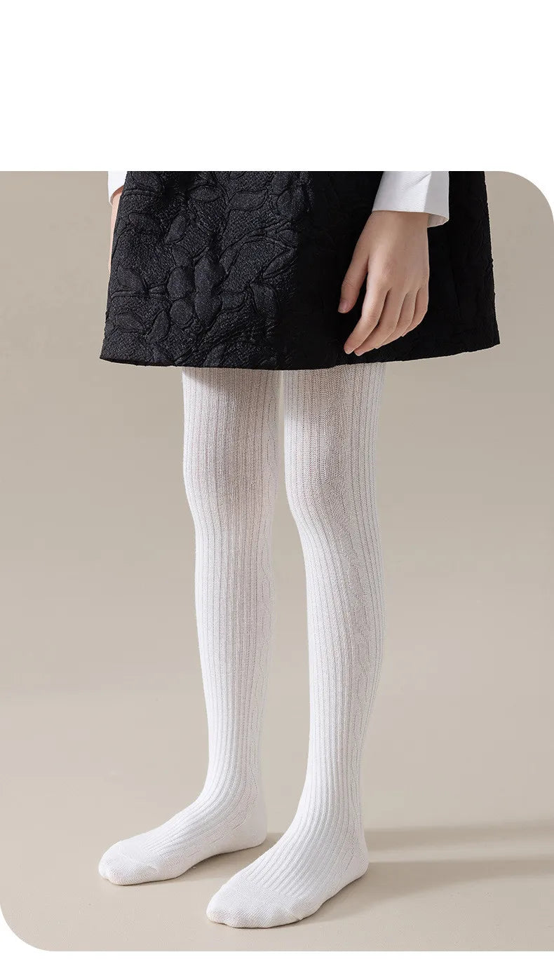 Girls' Ribbed Cotton Tights