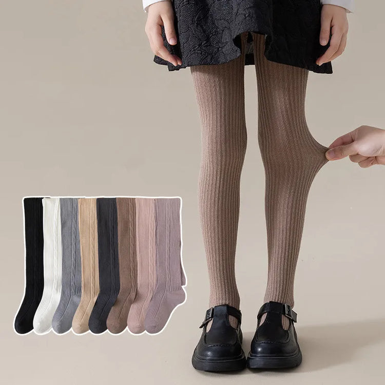 Girls' Ribbed Cotton Tights