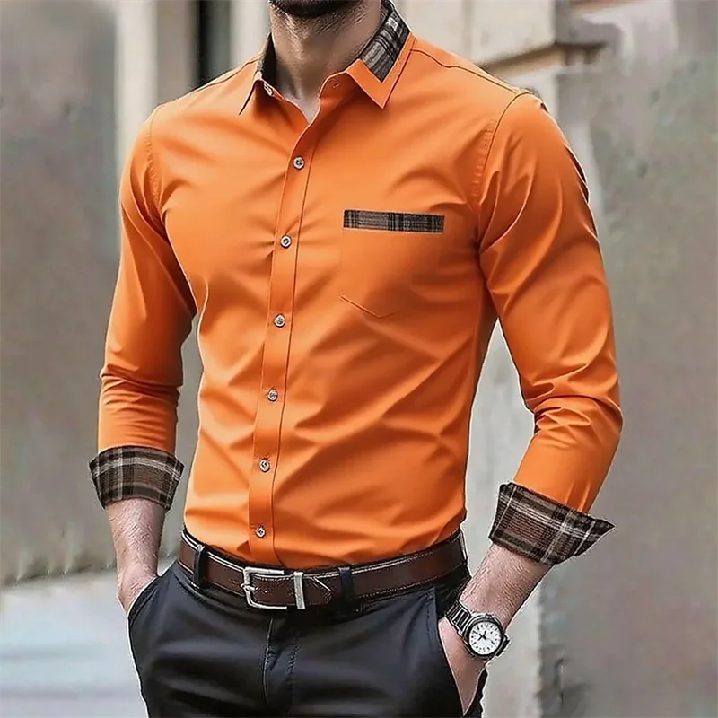 Men's iron-free long-sleeved lapel shirt
