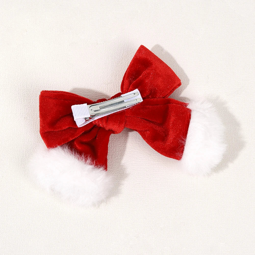 Velvet Holiday Hair Bow Clips
