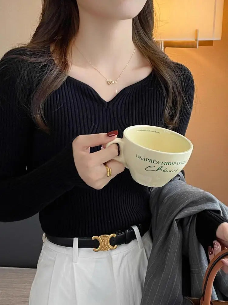 Ribbed V-Neck Sweater
