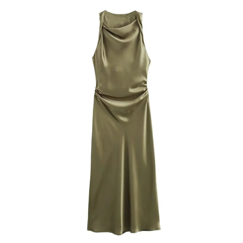 Satin Midi Slip Dress