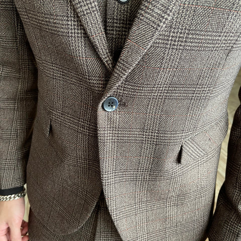 High Quality Plaid Three-Piece Suit
