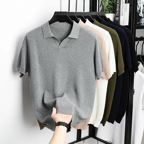 Ribbed Knit Polo