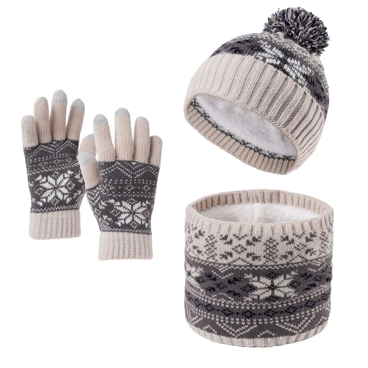 Kids' Snowflake Knit Hat, Scarf & Gloves Set