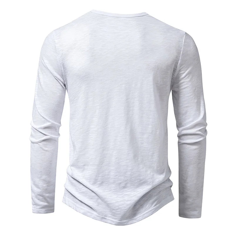 Long-Sleeve Cotton Henley