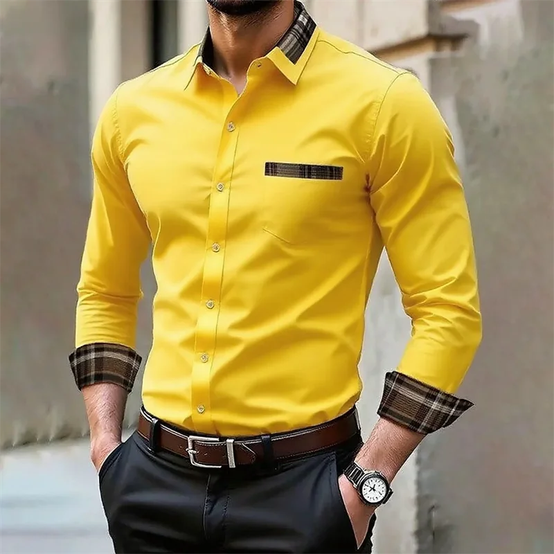 Men's iron-free long-sleeved lapel shirt
