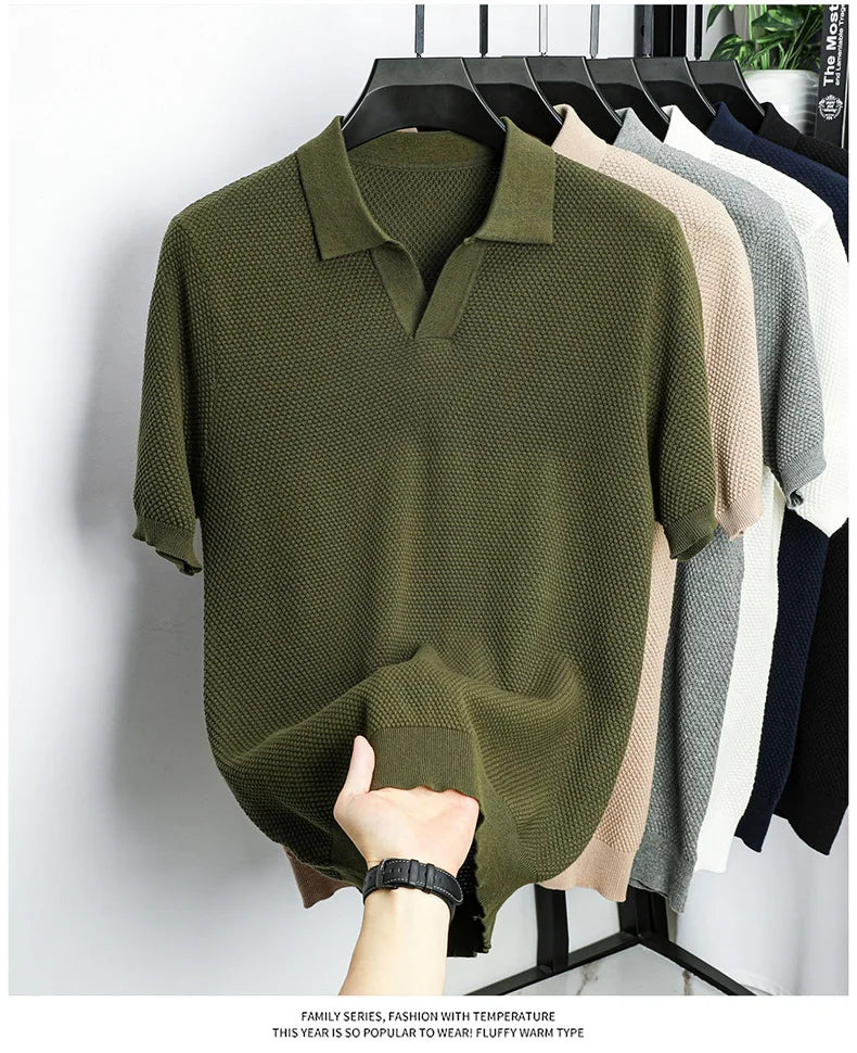 Ribbed Knit Polo