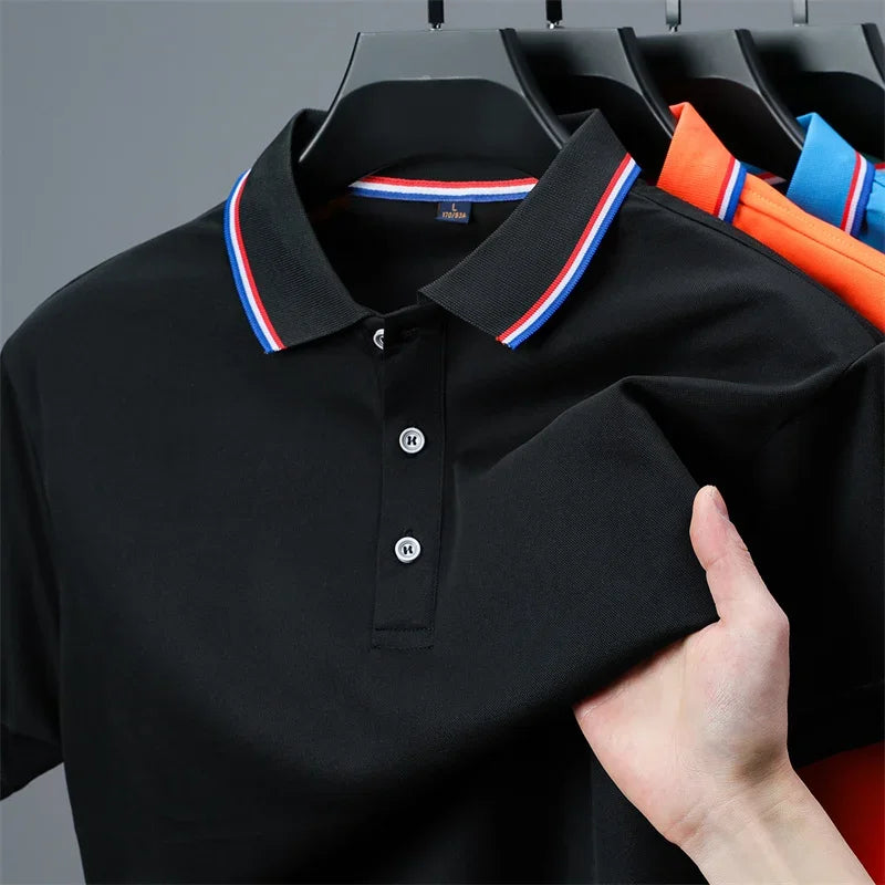 Casual Solid Color Short Sleeved Polo Shirt