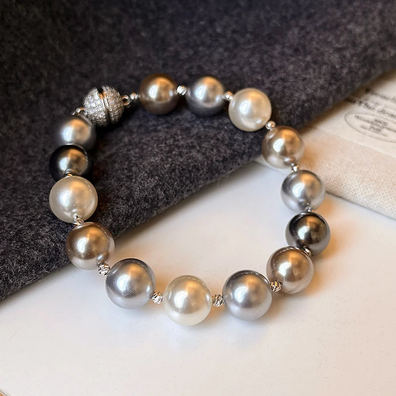 Color Bead Pearl Magnetic Buckle Bracelet