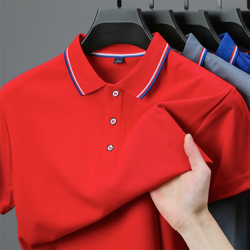 Casual Solid Color Short Sleeved Polo Shirt