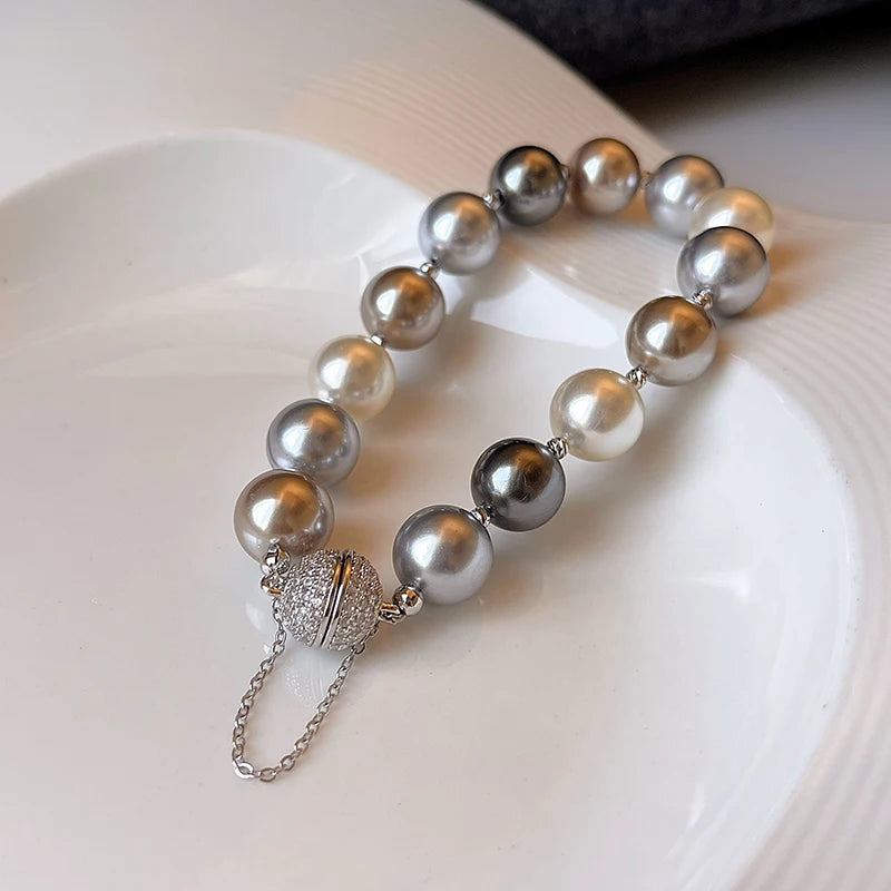 Color Bead Pearl Magnetic Buckle Bracelet