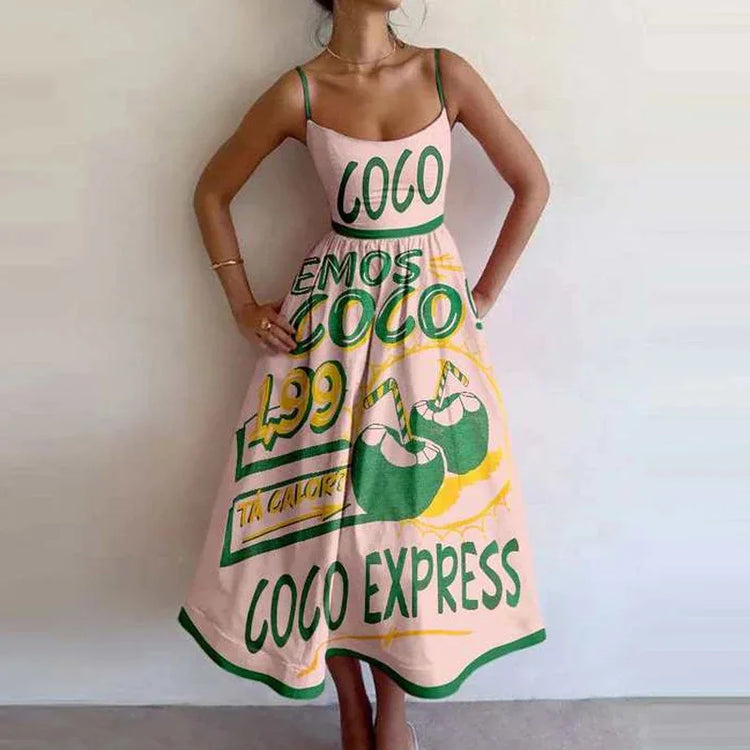 Printed Cami Midi Dress