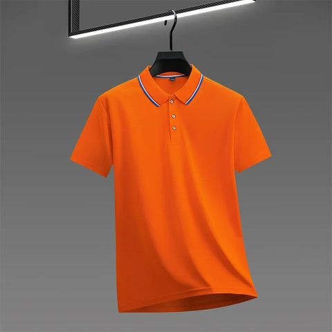 Casual Solid Color Short Sleeved Polo Shirt