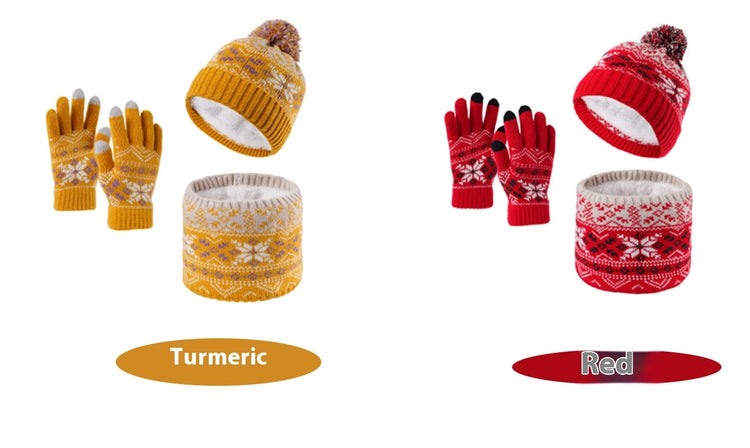 Kids' Snowflake Knit Hat, Scarf & Gloves Set