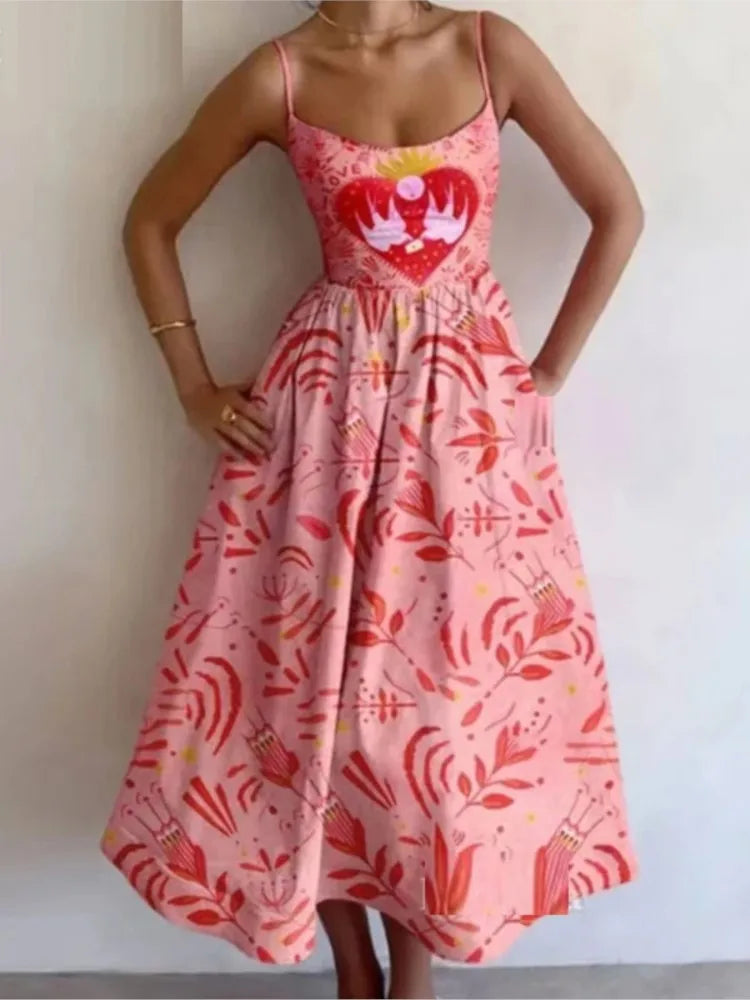 Printed Cami Midi Dress