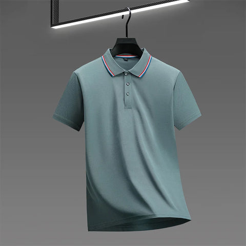 Casual Solid Color Short Sleeved Polo Shirt