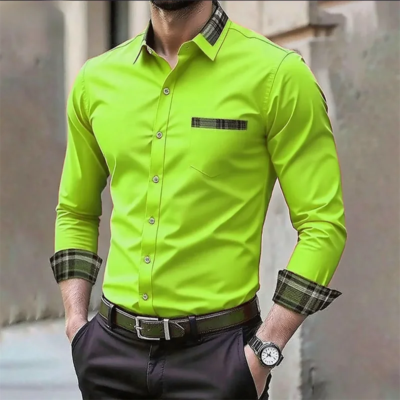 Men's iron-free long-sleeved lapel shirt