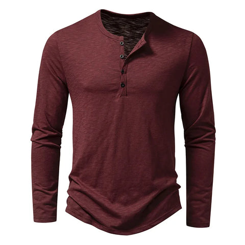 Long-Sleeve Cotton Henley