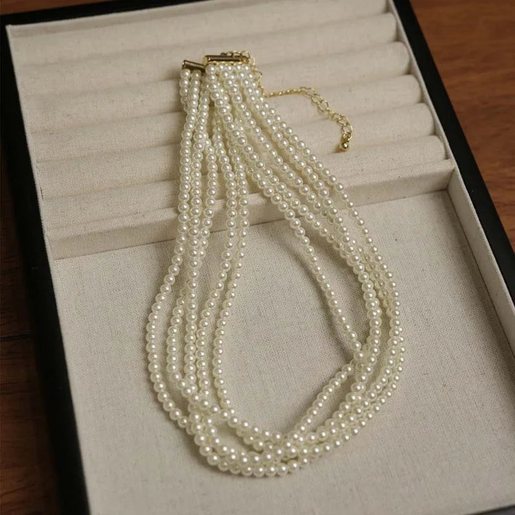 Layered Faux Pearl Choker