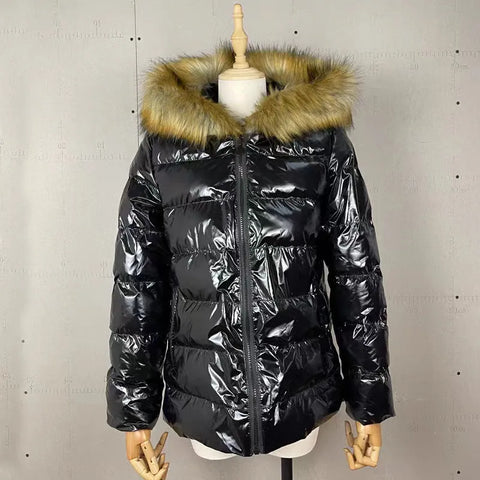 Shiny Hooded Puffer Jacket