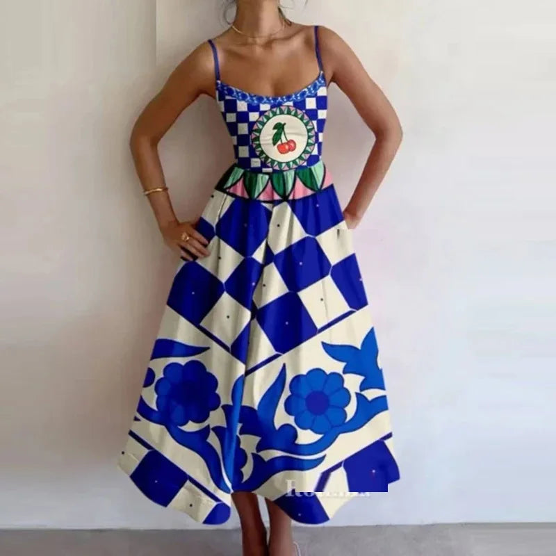 Printed Cami Midi Dress
