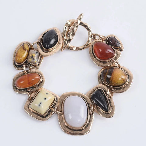 Bohemian Multicolor Resin Stone Charm Bracelet