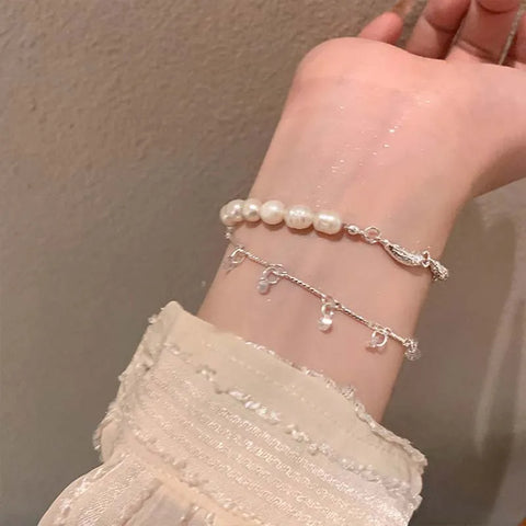 Vintage White Imitation Pearl Chain Bracelet
