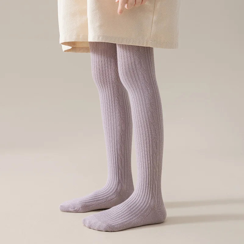 Girls' Ribbed Cotton Tights