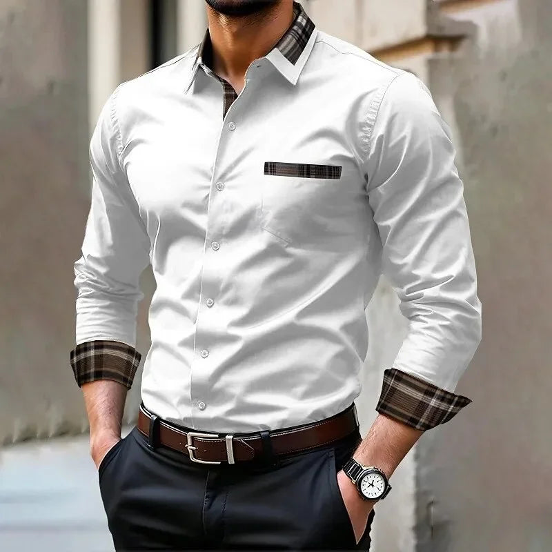 Men's iron-free long-sleeved lapel shirt
