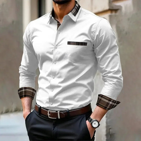 Men's iron-free long-sleeved lapel shirt