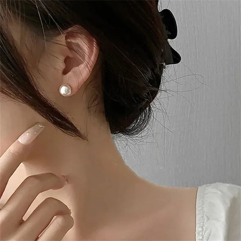 Silver Pearl Earrings 925 Sterling Silver Stud Earrings