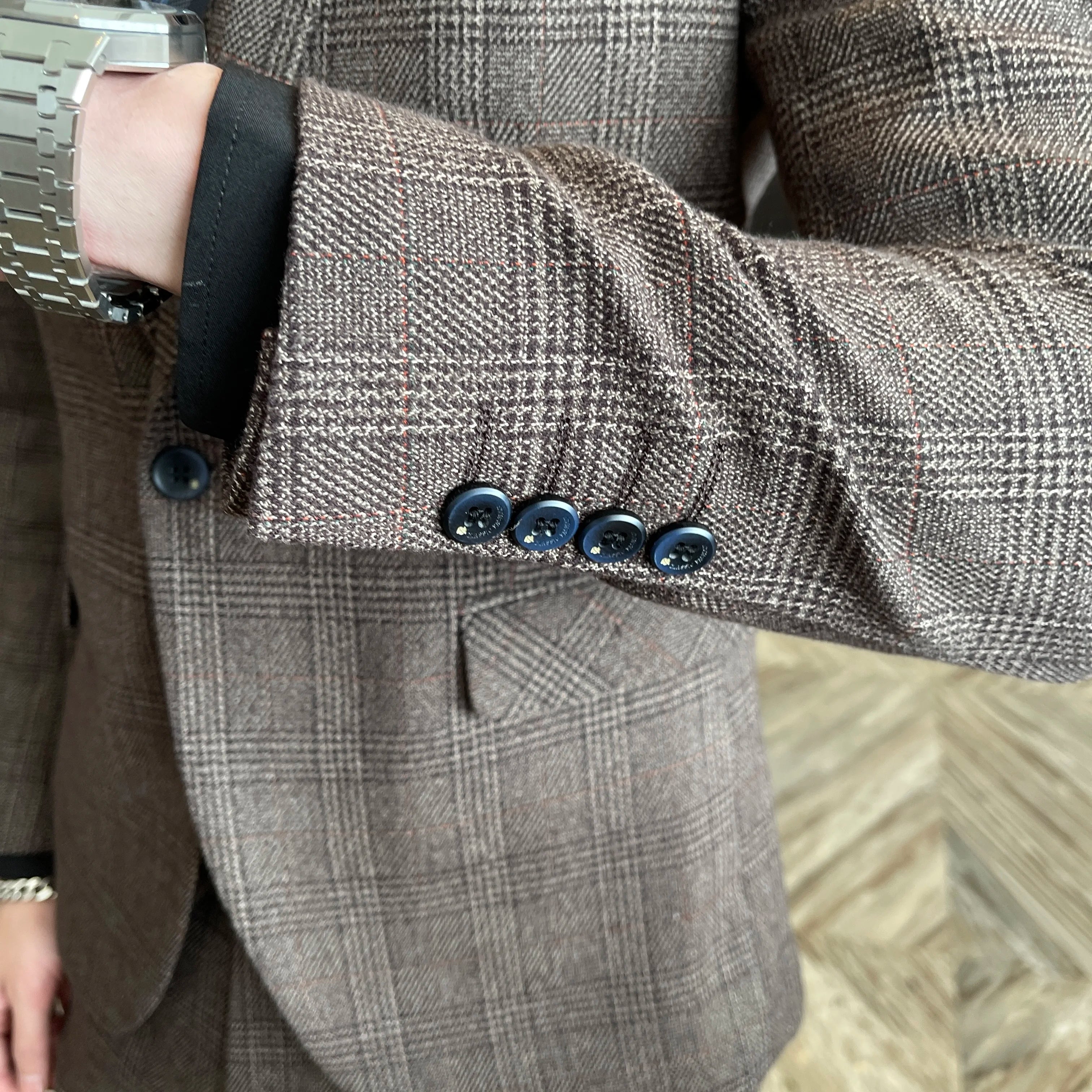 High Quality Plaid Three-Piece Suit