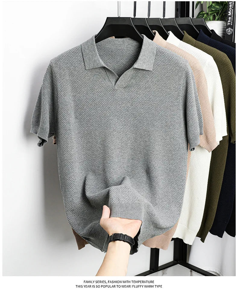 Ribbed Knit Polo