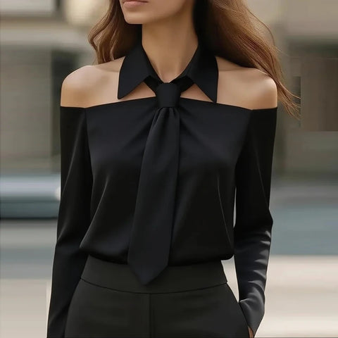 Satin Long-Sleeve Blouse