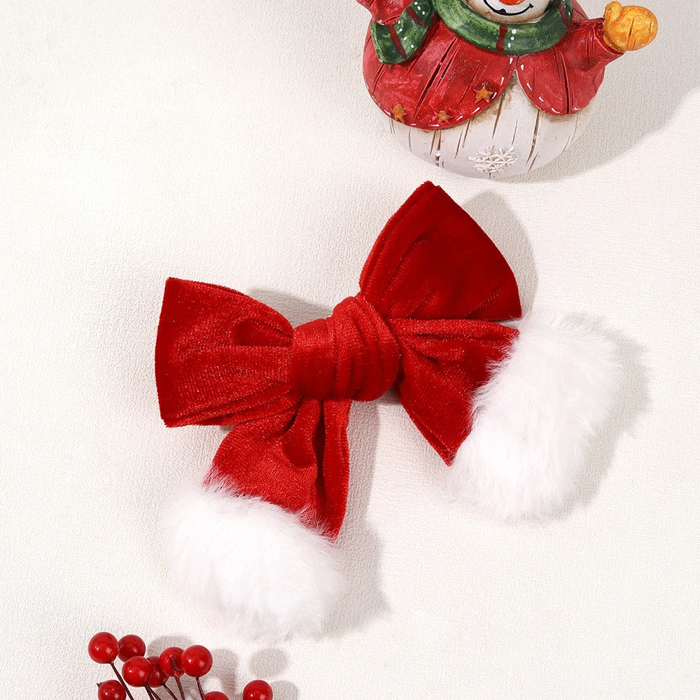 Velvet Holiday Hair Bow Clips