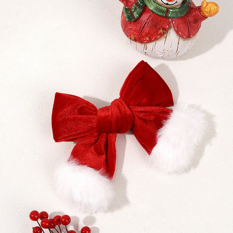 Velvet Holiday Hair Bow Clips