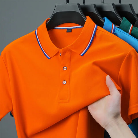 Casual Solid Color Short Sleeved Polo Shirt