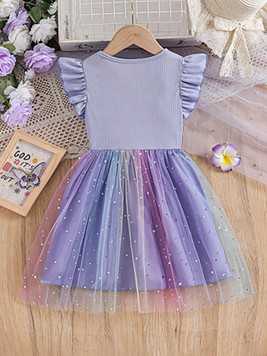 Girls' Sequin Tulle Party Dress