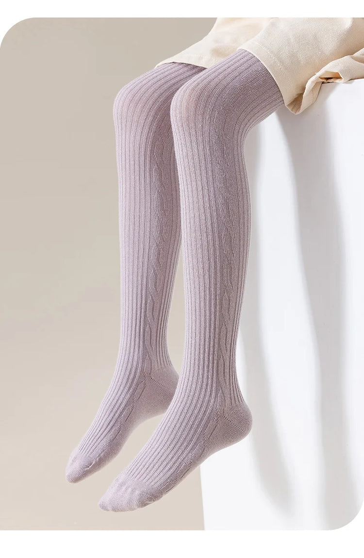 Girls' Ribbed Cotton Tights