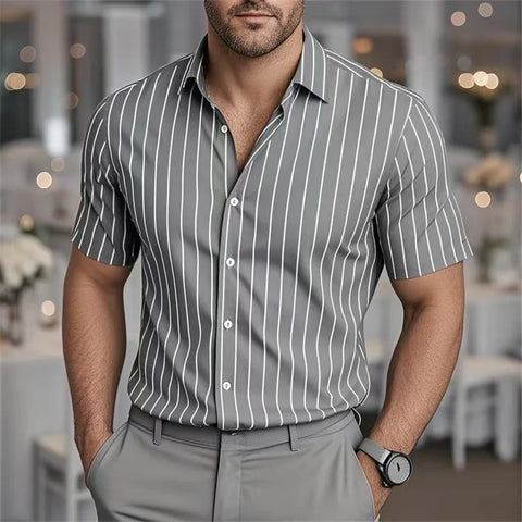 Striped Loose Short Sleeve Shirt