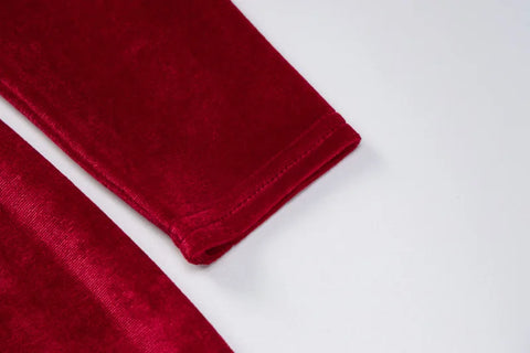 Velvet Long-Sleeve Midi Dress