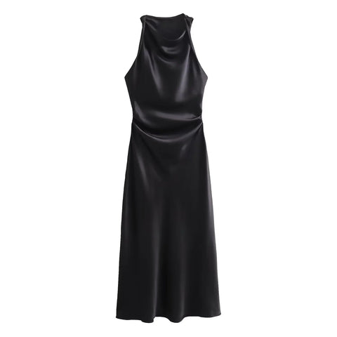 Satin Midi Slip Dress